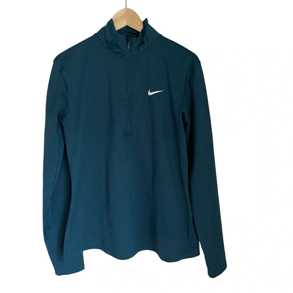 Nike Dri-Fit 1/4 Zip Pullover Long Sleeve‎ Athletic Shirt in Blue Size: L